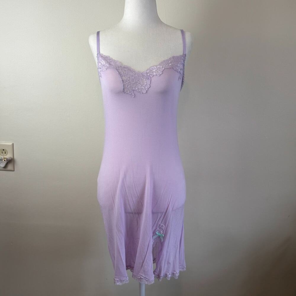 Ytg Y2K M Victoria's Secret Purple Slip Lace Dress Modal Stretch Romantic Girly